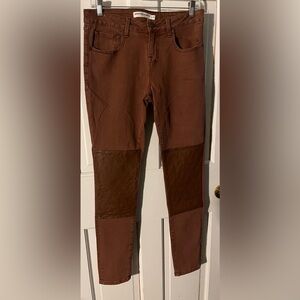 Artisan De Luxe Moto Skinny Jeans in Rust W/Leather Knee Patches Women’s Size 29